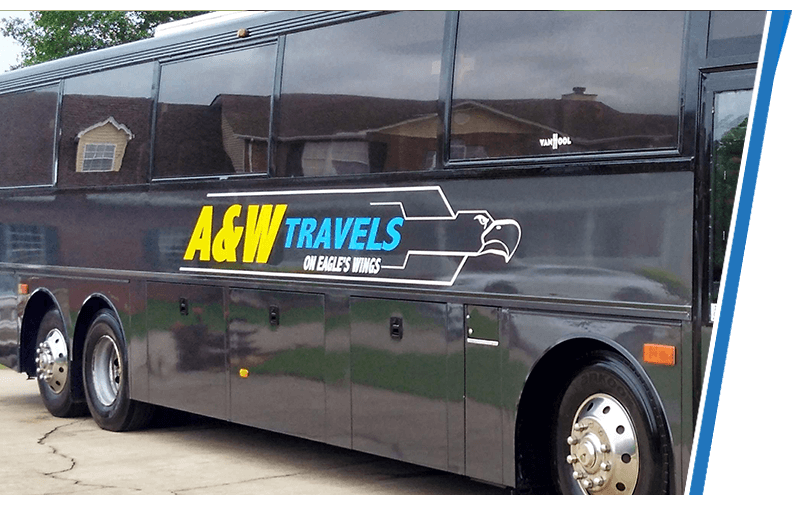 side of A&W charter bus